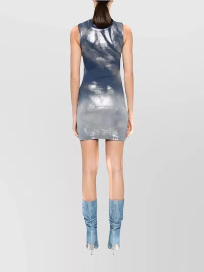 Diesel Shimmering Metallic Sleeveless Mini Dress In Blue