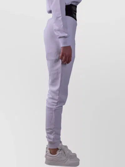 Philipp Plein Trousers Elastic Waistband Ribbed Cuffs In White