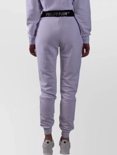 Philipp Plein Trousers Elastic Waistband Ribbed Cuffs In White