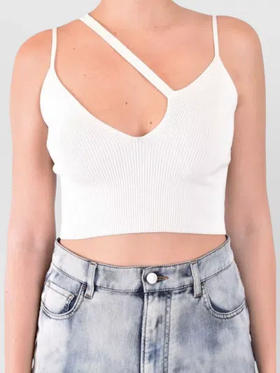 Laneus Cotton-blend Asymmetric Top In White
