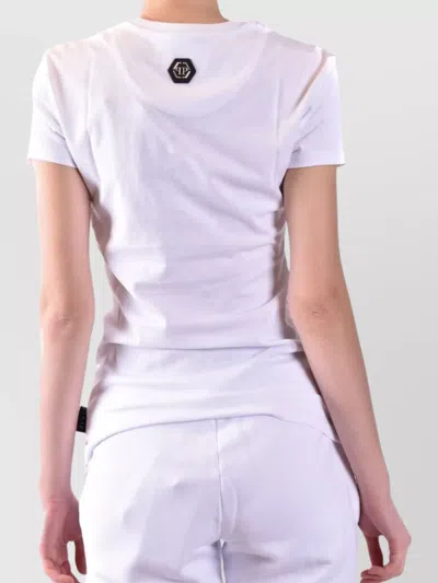 Philipp Plein Crew Neck Lightweight Short Sleeves Soft Texture Stretch Fabric In White