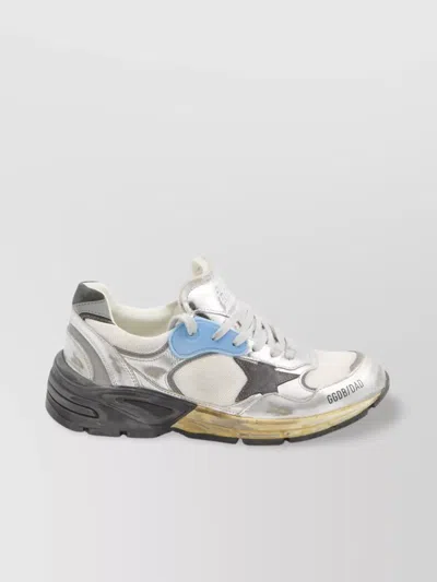 Golden Goose Dad-star Sneakers In Mesh And Laminated Leather Color Grey And Blackrunning In White