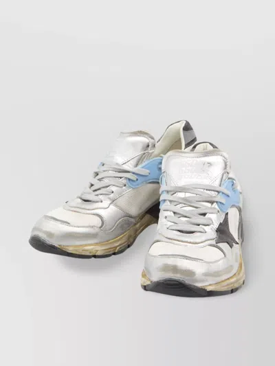 Golden Goose Dad-star Sneakers In Mesh And Laminated Leather Color Grey And Blackrunning In White