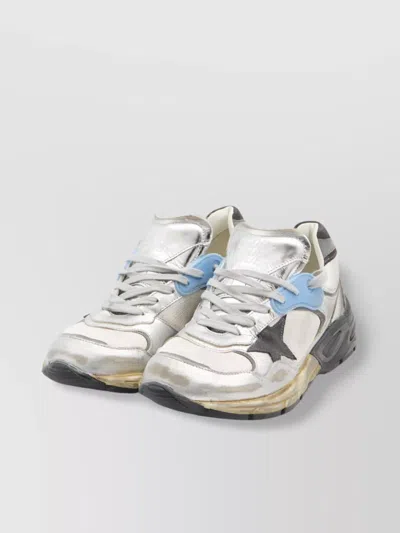 Golden Goose Dad-star Sneakers In Mesh And Laminated Leather Color Grey And Blackrunning In White