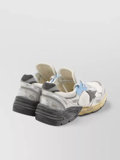 Golden Goose Dad-star Sneakers In Mesh And Laminated Leather Color Grey And Blackrunning In White