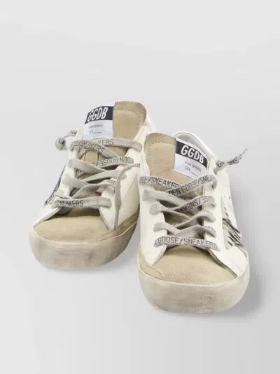 Golden Goose Superstar White Low Top Sneakers With Glittered Star Patch And Laminated Heel With Logo Lettering In In Silver