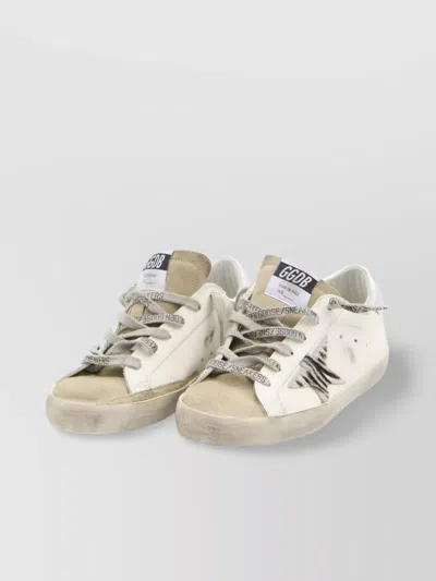 Golden Goose Superstar White Low Top Sneakers With Glittered Star Patch And Laminated Heel With Logo Lettering In In Silver