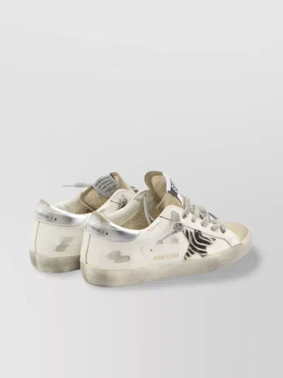 Golden Goose Superstar White Low Top Sneakers With Glittered Star Patch And Laminated Heel With Logo Lettering In In Silver