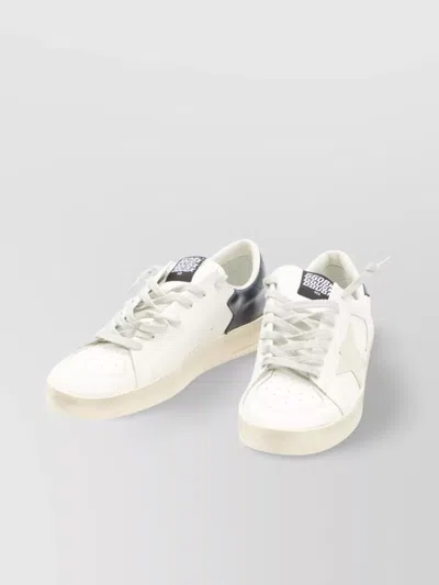 Golden Goose Mens Standard In White Leather With Grey Suede Star And Blue Leather Heel In Neutral