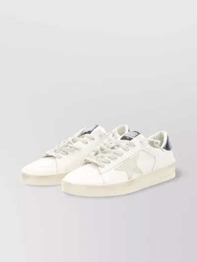 Golden Goose Mens Standard In White Leather With Grey Suede Star And Blue Leather Heel In Neutral