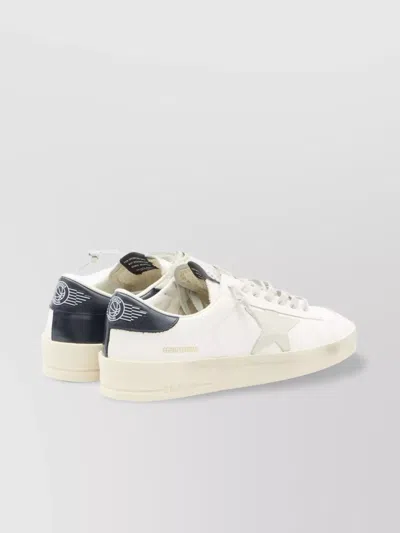 Golden Goose Mens Standard In White Leather With Grey Suede Star And Blue Leather Heel In Neutral