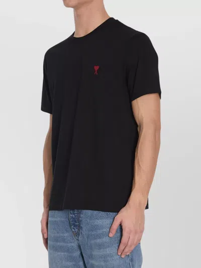 Ami Alexandre Mattiussi Ami Paris Men Black T-shirt With Ami De Coeur Embroidery On The Front In Cotton Man