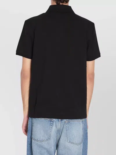 Moncler Logo Patch Cotton Piquet Polo Shirt In Black