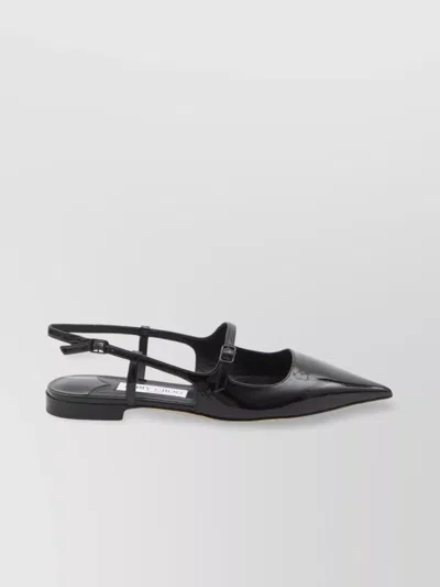 Jimmy Choo Black Patent Leather Didi Flat Shoes In Black