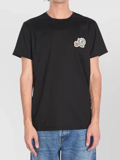 Moncler Crewneck T Shirt Featuring Multiple Patches In Black