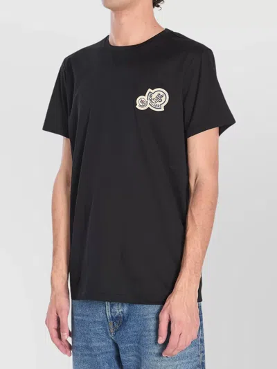 Moncler Crewneck T Shirt Featuring Multiple Patches In Black