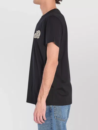 Moncler Crewneck T Shirt Featuring Multiple Patches In Black