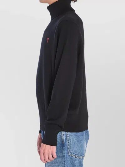 Ami Alexandre Mattiussi Ami Paris Ami De Coeur Midnight Blue Turtleneck In Black