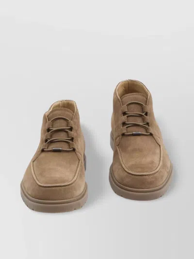 Tod's Leather Ankle Boots Suitable For Desert Terrain In Brown