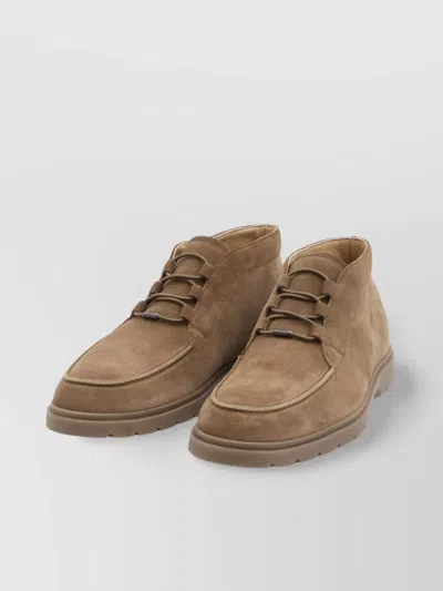 Tod's Leather Ankle Boots Suitable For Desert Terrain In Brown