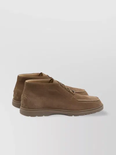 Tod's Leather Ankle Boots Suitable For Desert Terrain In Brown
