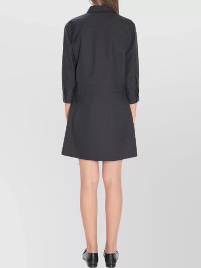 Gucci Womens Horsebit Long-sleeves Wool Mini Dress Ardesia Grey In Black