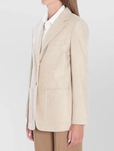 Max Mara Slim Fit Shetland Single-breasted Blazer In Neutral