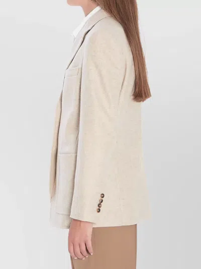 Max Mara Slim Fit Shetland Single-breasted Blazer In Neutral