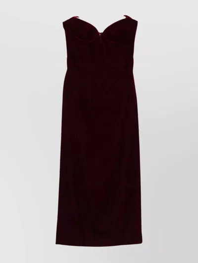 Mugler Strapless Velvet Sweetheart Maxi Dress In Burgundy