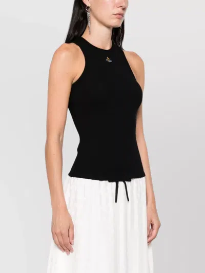 Vivienne Westwood Fitted Black Sleeveless Top With High Neckline In Black
