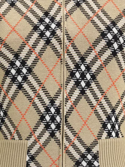 Burberry Check Wool Zip-up Cardigan In Neutral