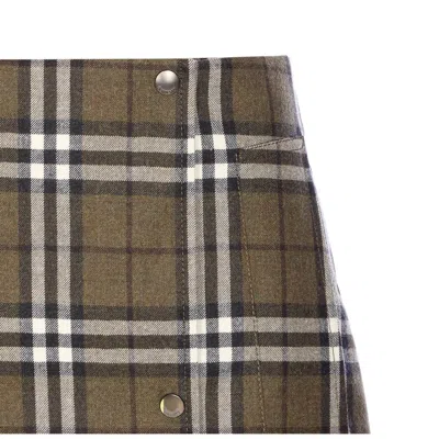 Burberry Check-pattern Wool Mini Skirt In Brown