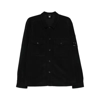 C.p. Company C.p.company Corduroy Buttoned Utility Overshirt In Black