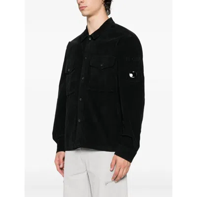 C.p. Company C.p.company Corduroy Buttoned Utility Overshirt In Black