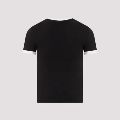 Courrèges Signature Contrast Cotton T-shirt In Black