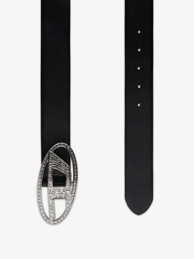 Diesel Black B-1dr Strass Belt In Multi