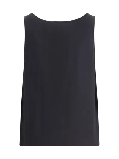 Dolce & Gabbana Satin Camisole Top With Logo In Black