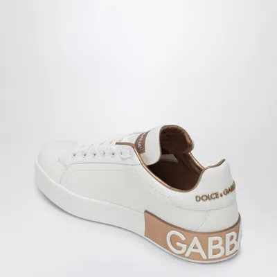 Dolce & Gabbana Portofino Leather Sneakers In White
