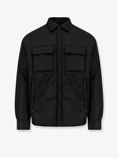 Dsquared2 Black Jacket With Classic Collar And Logo Print On The Rear In Tech Fabric Man In Black