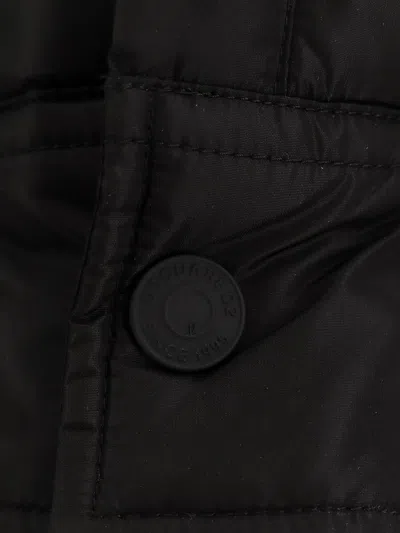 Dsquared2 Black Jacket With Classic Collar And Logo Print On The Rear In Tech Fabric Man In Black