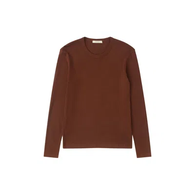 Lemaire Long Sleeve Round Neck Top Design In Brown