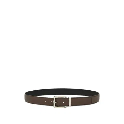 Ferragamo Two-tone Reversible Belt With Tortoiseshell Resin Edge Buckle In Black