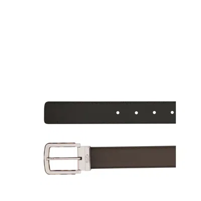 Ferragamo Two-tone Reversible Belt With Tortoiseshell Resin Edge Buckle In Black