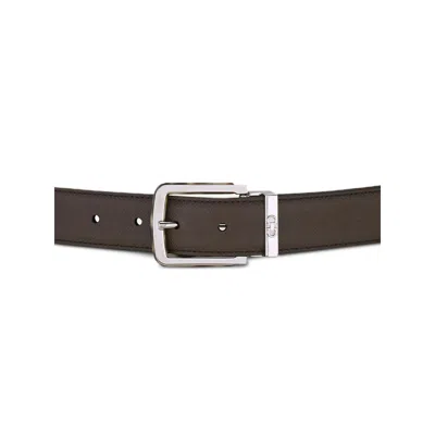 Ferragamo Two-tone Reversible Belt With Tortoiseshell Resin Edge Buckle In Black