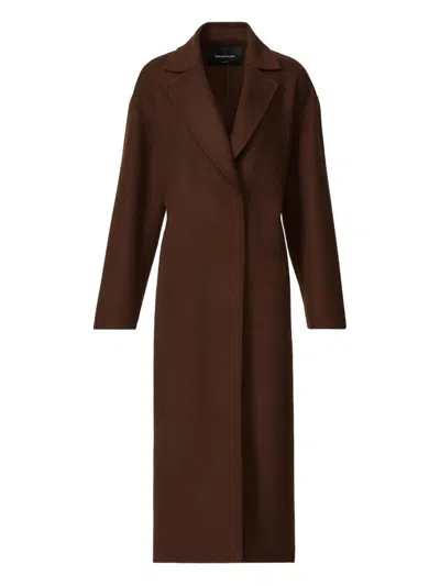 Fabiana Filippi Waist Belt Long Sleeve Lapel Pocket Coat In Brown