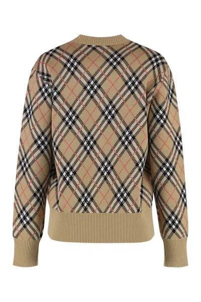Burberry Check-pattern Wool Sweater In Brown