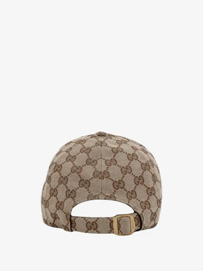 Gucci Men Beige And Ebony Baseball Cap With Web Detail In Gg Supreme Canvas Man In Green