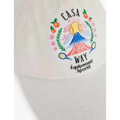 Casablanca Mens Casa Way Mountain Embroidered Cotton Baseball Cap In White