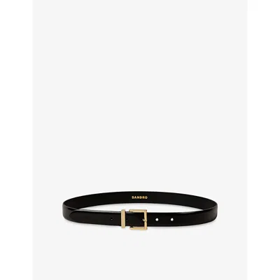 Sandro Smooth Leather Belt In Black