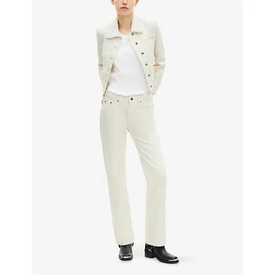 The Kooples Womens Ecru Collared Crop Tweed Jacket In White